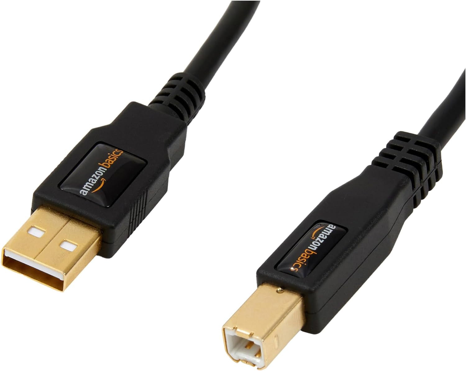 USB 2.0 Cable, USB-A to USB-B, 6 Feet, 480 Mbps Transfer Speed, Gold-Plated Connectors, Compatible with Printers and External Hard Drives, Black
