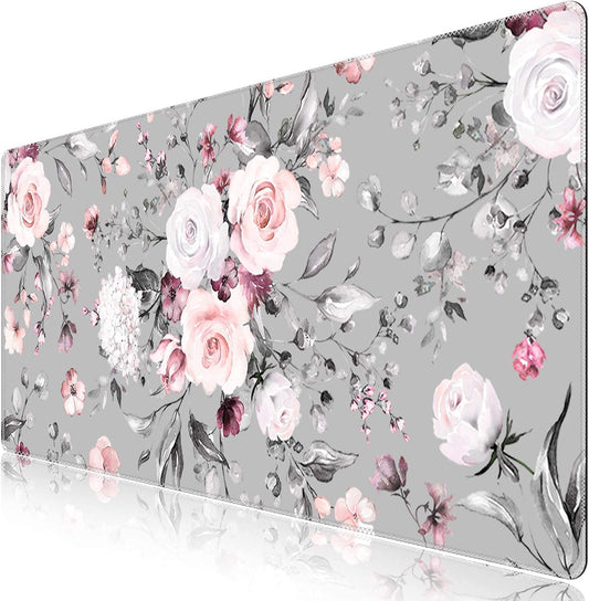 Extended Gaming Mouse Pad - Large Non-Slip Rubber Base Desk Mat (31.5" x 15.7") with Stitched Edges, Waterproof Design for Work, Gaming, Office, and Home - Tea Rose