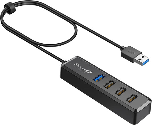 4-Port USB Hub with 1 USB 3.0 and 3 USB 2.0 Ports for Mac and PC Devices